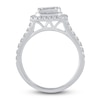 Thumbnail Image 2 of Diamond Halo Engagement Ring 1-1/8 ct tw Emerald/Round 14K White Gold