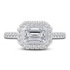 Thumbnail Image 3 of Diamond Halo Engagement Ring 1-1/8 ct tw Emerald/Round 14K White Gold