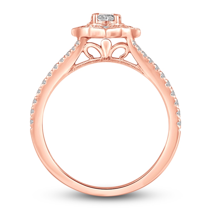 Diamond Engagement Ring 5/8 ct tw Round 14K Rose Gold