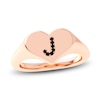 Thumbnail Image 1 of Juliette Maison Black Diamond Initial Heart Signet Ring 1/6 ct tw Round 10K Rose Gold