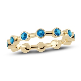 Juliette Maison Natural Blue Zircon Ring 10K Yellow Gold