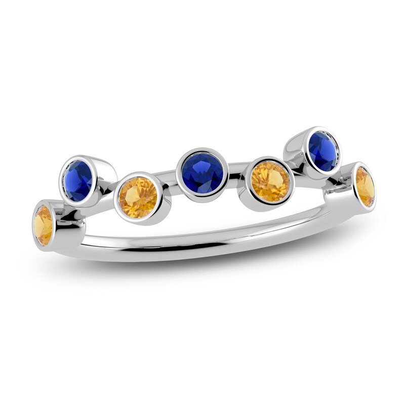 Main Image 1 of Juliette Maison Natural Citrine & Natural Blue Sapphire Ring 10K White Gold