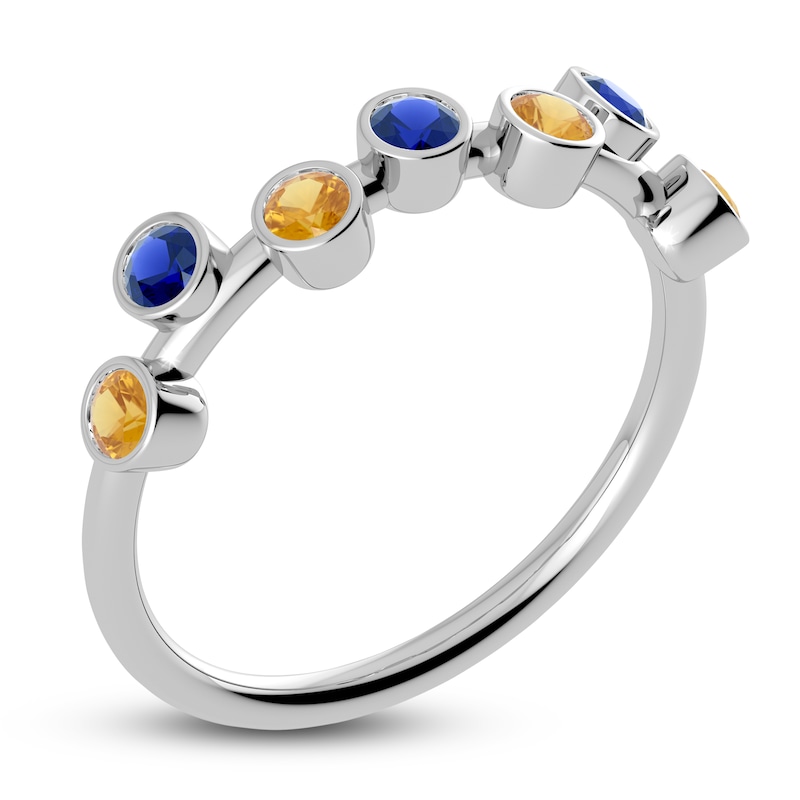 Main Image 2 of Juliette Maison Natural Citrine & Natural Blue Sapphire Ring 10K White Gold