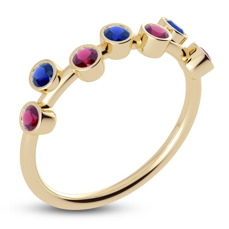 Main Image 2 of Juliette Maison Natural Rhodolite Garnet & Natural Blue Sapphire Ring 10K Yellow Gold