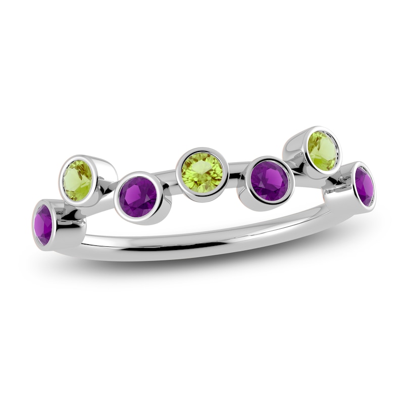Main Image 1 of Juliette Maison Natural Peridot & Natural Amethyst Ring 10K White Gold