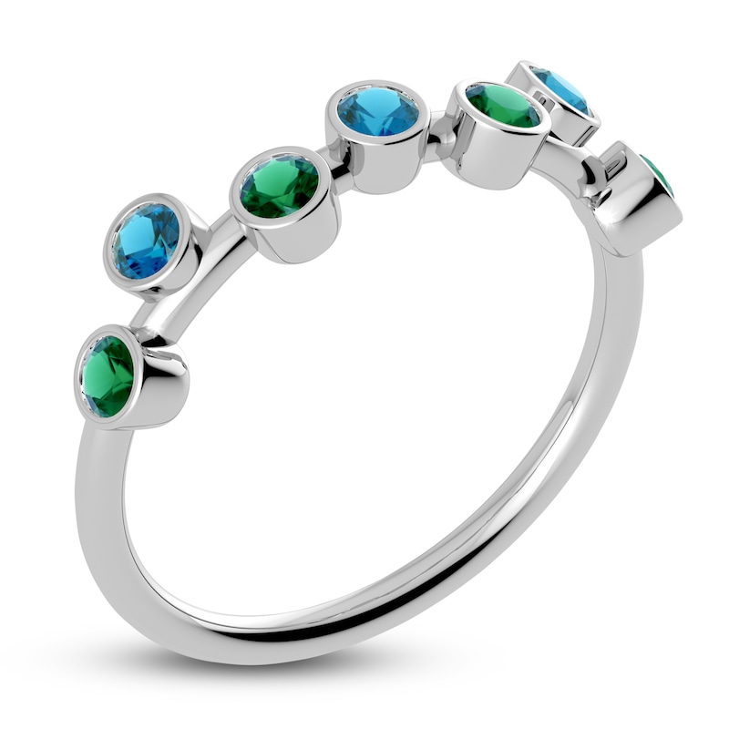 Main Image 2 of Juliette Maison Natural Blue Zircon & Natural Emerald Ring 10K White Gold
