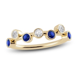 Juliette Maison Natural White Sapphire & Natural Blue Sapphire Ring 10K Yellow Gold