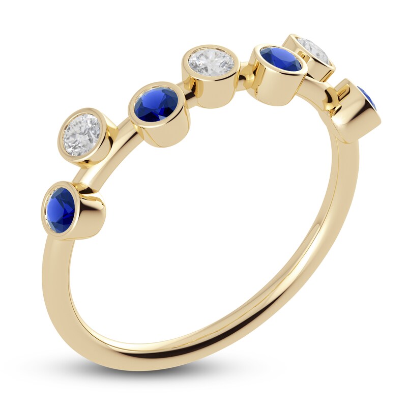 Main Image 2 of Juliette Maison Natural White Sapphire & Natural Blue Sapphire Ring 10K Yellow Gold