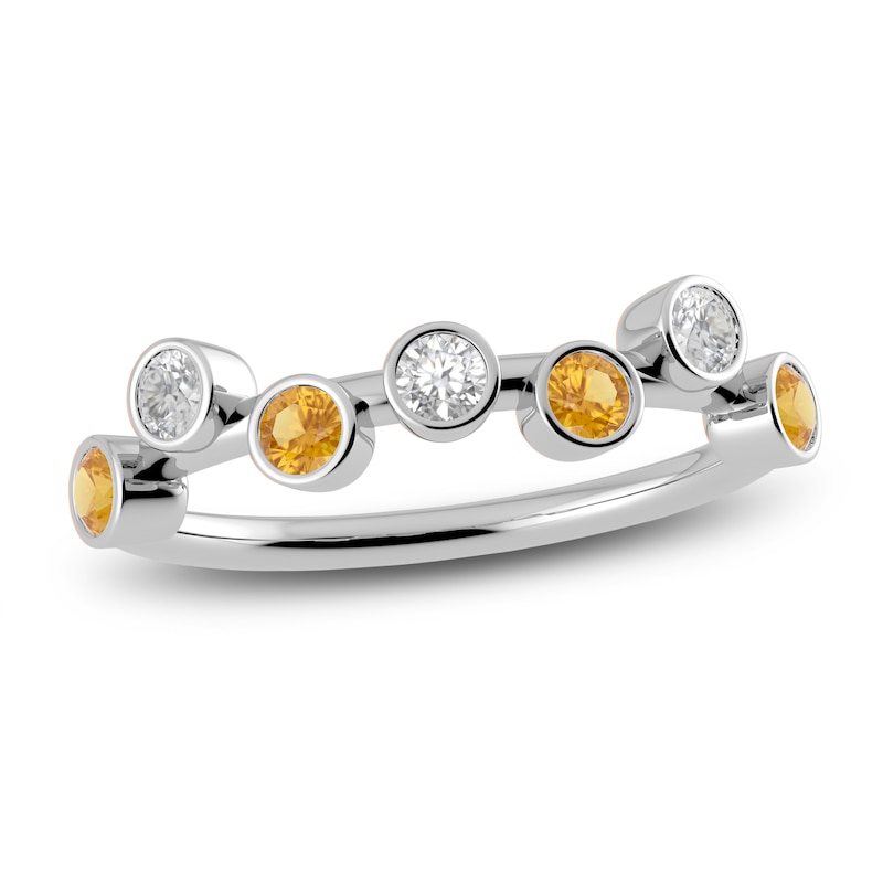 Main Image 1 of Juliette Maison Natural Citrine & Natural White Sapphire Ring 10K White Gold