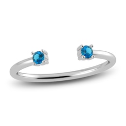 Juliette Maison Natural Blue Zircon Cuff Ring 10K White Gold