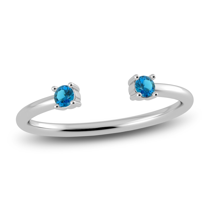 Main Image 1 of Juliette Maison Natural Blue Zircon Cuff Ring 10K White Gold