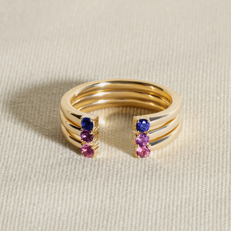 Main Image 4 of Juliette Maison Natural Blue Zircon Cuff Ring 10K White Gold