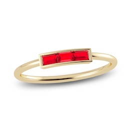 Juliette Maison Natural Ruby Baguette Bar Ring 10K Yellow Gold