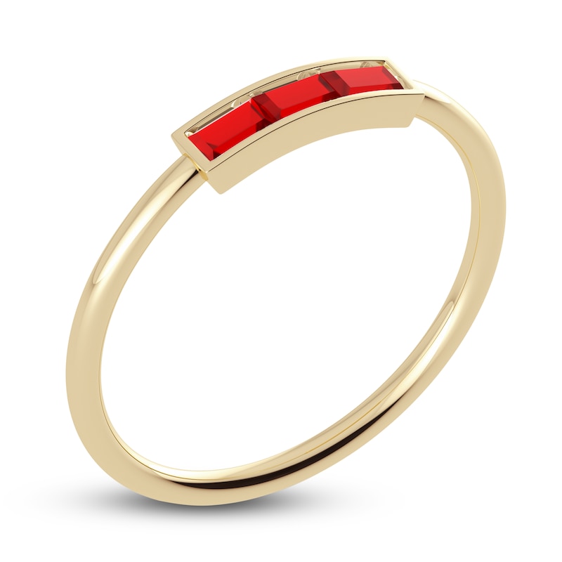 Main Image 2 of Juliette Maison Natural Ruby Baguette Bar Ring 10K Yellow Gold