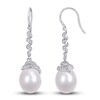 Thumbnail Image 1 of Freshwater Cultured Pearl Earrings 1/4 ct tw Diamonds 14K White Gold