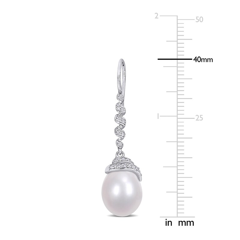 Main Image 2 of Freshwater Cultured Pearl Earrings 1/4 ct tw Diamonds 14K White Gold