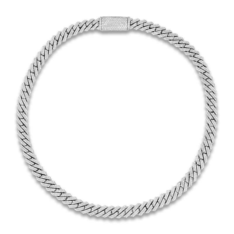 Men's Diamond Cuban Link Chain 19 ct tw Round Necklace 10K White Gold 22