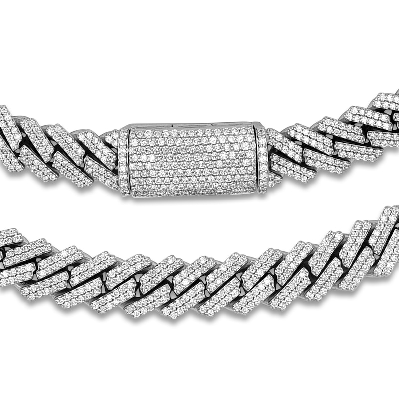 Main Image 2 of Men's Diamond Cuban Link Chain 19 ct tw Round Necklace 10K White Gold 22"
