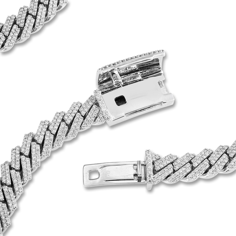 Main Image 3 of Men's Diamond Cuban Link Chain 19 ct tw Round Necklace 10K White Gold 22"
