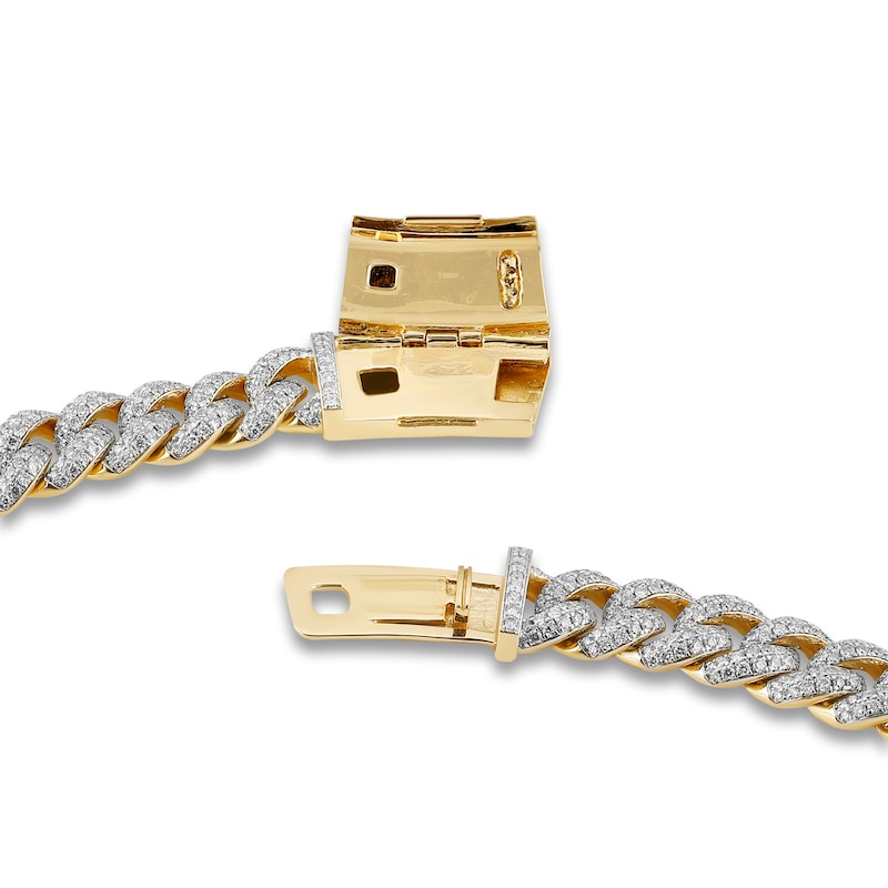 Main Image 2 of Men's Diamond Cuban Link Chain 26-3/4 ct tw Round Necklace 10K Yellow Gold 22"