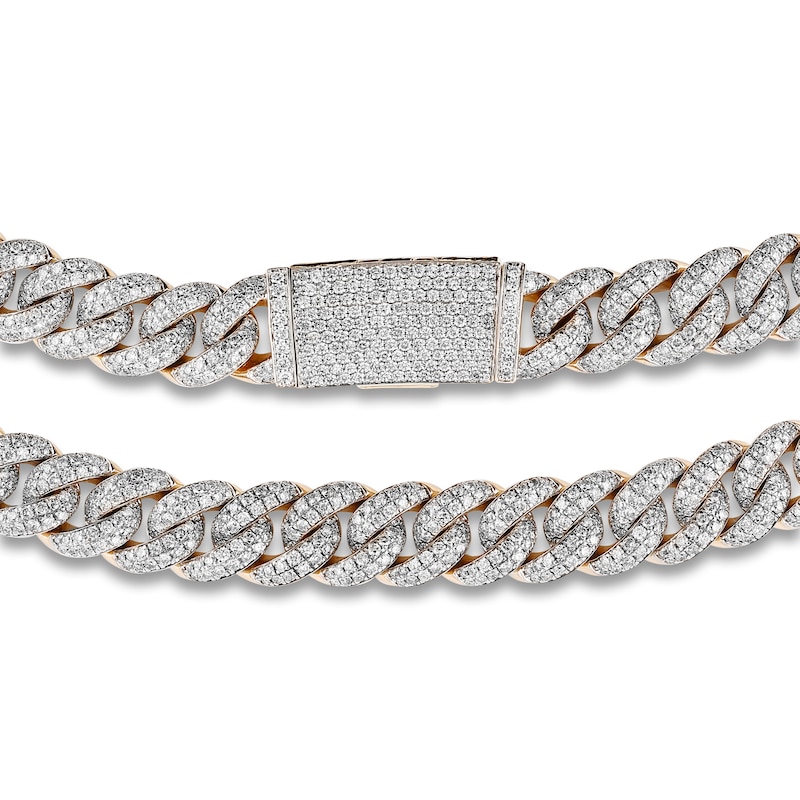 Main Image 3 of Men's Diamond Cuban Link Chain 26-3/4 ct tw Round Necklace 10K Yellow Gold 22"