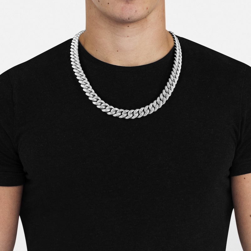 Main Image 4 of Men's Diamond Cuban Link Chain 26-3/4 ct tw Round Necklace 10K Yellow Gold 22"