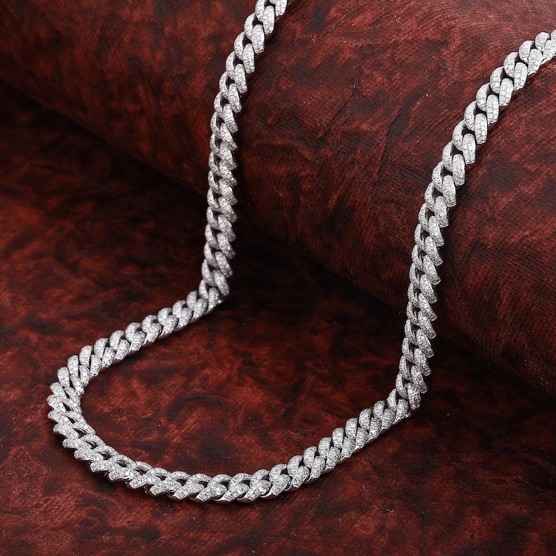 Main Image 7 of Men's Diamond Cuban Link Chain 26-3/4 ct tw Round Necklace 10K Yellow Gold 22"