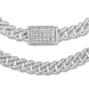 Thumbnail Image 2 of Diamond Cuban Link Chain 5-5/8 ct tw Round/Baguette Necklace 10K White Gold 6.80mm 16"