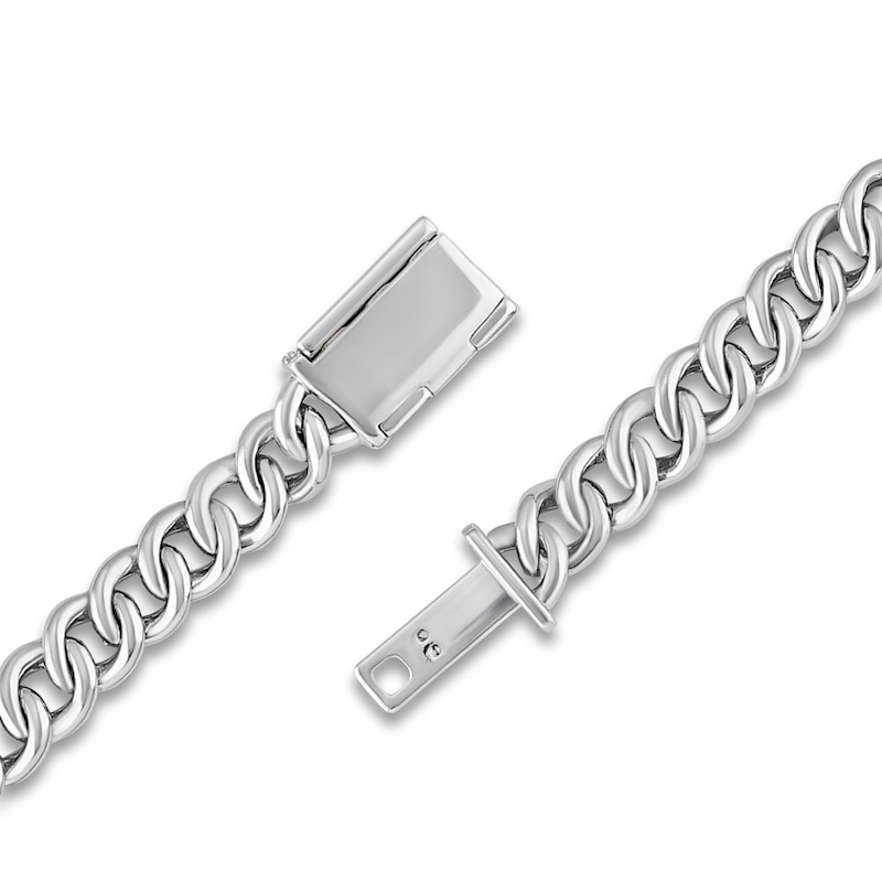 Main Image 4 of Diamond Cuban Link Chain 5-5/8 ct tw Round/Baguette Necklace 10K White Gold 6.80mm 16"