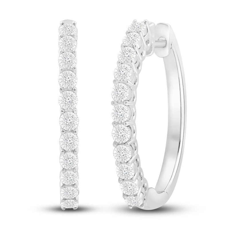 Main Image 2 of Diamond Hoop Earrings 1/15 ct tw Round Sterling Silver