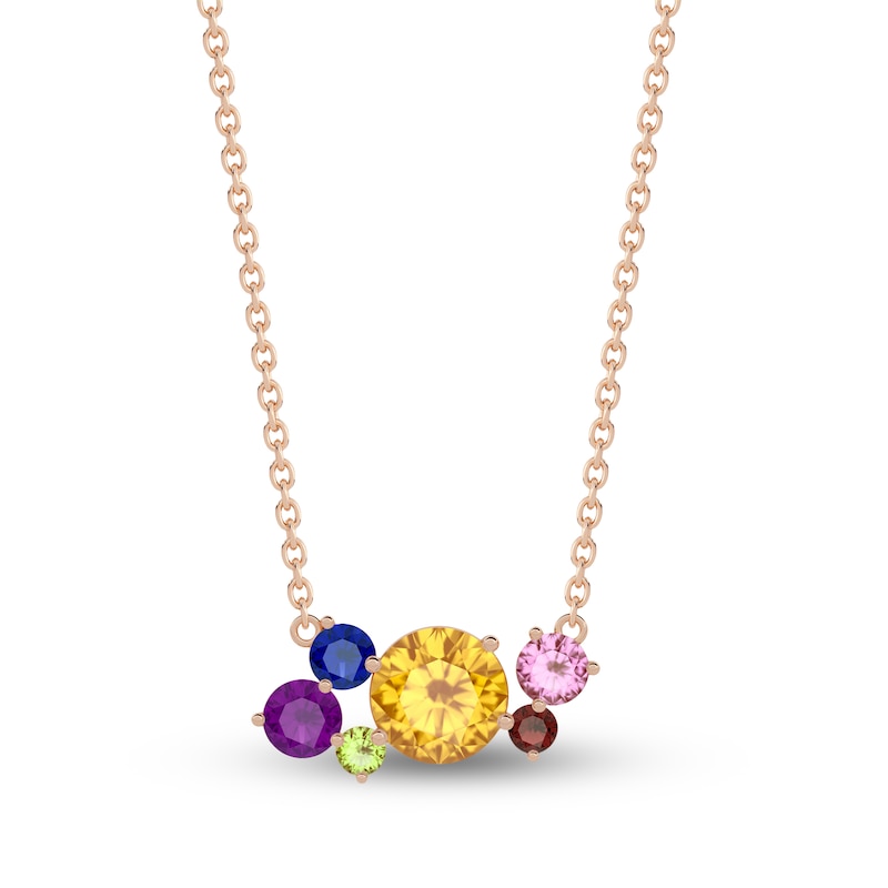 Main Image 1 of Juliette Maison Natural Multi-Gemstone Constellation Necklace 10K Rose Gold