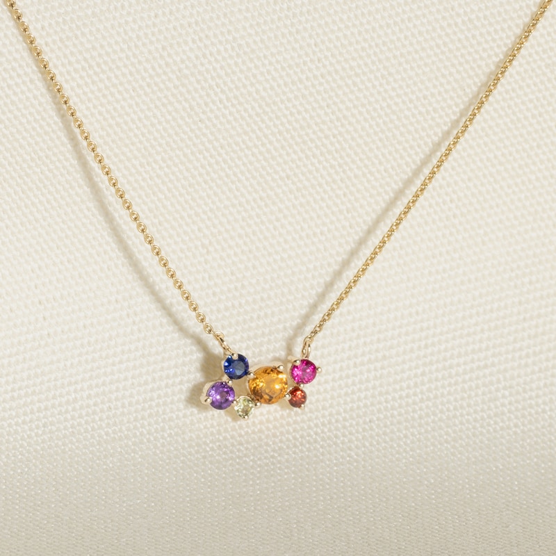 Main Image 4 of Juliette Maison Natural Multi-Gemstone Constellation Necklace 10K Rose Gold