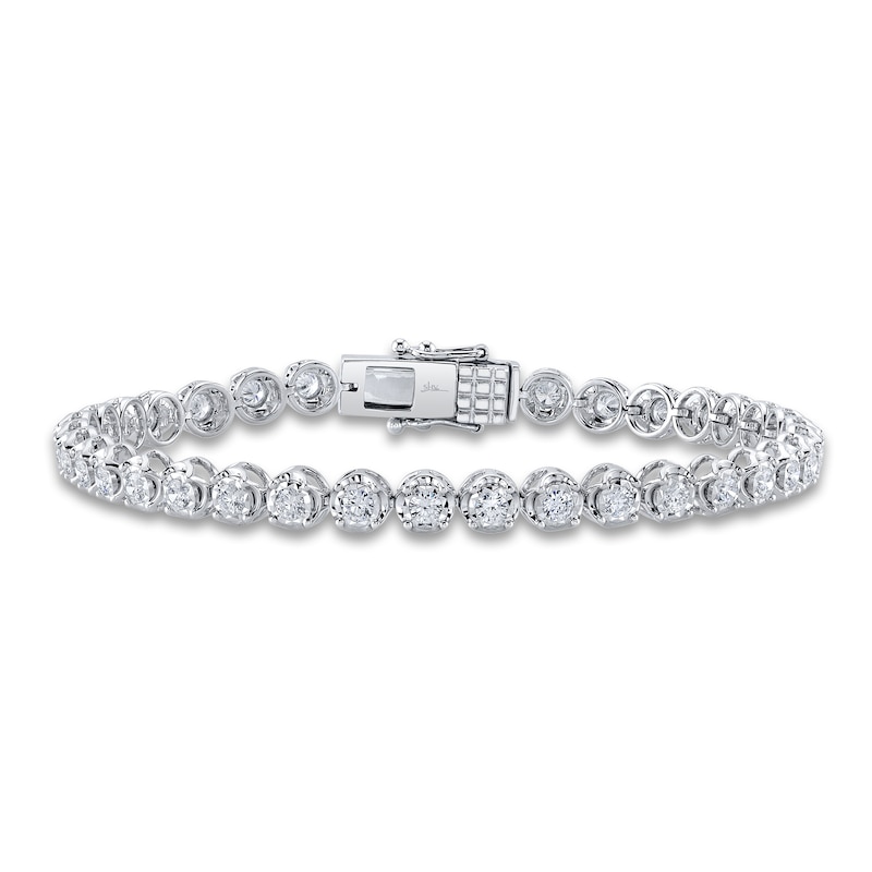 Shy Creation Diamond Tennis Bracelet 2 ct tw Round 14K White Gold 7" SC55023904