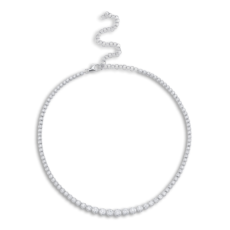 Main Image 1 of Shy Creation Diamond Tennis Necklace 6-1/2 ct tw Round 14K White Gold 18" SC55022934V2