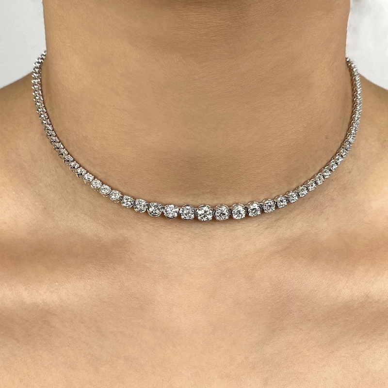 Main Image 4 of Shy Creation Diamond Tennis Necklace 6-1/2 ct tw Round 14K White Gold 18" SC55022934V2