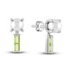 Thumbnail Image 1 of Juliette Maison Natural Peridot Baguette and Freshwater Cultured Pearl Earrings 10K White Gold