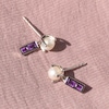 Thumbnail Image 5 of Juliette Maison Natural White Sapphire Baguette and Freshwater Cultured Pearl Earrings 10K Yellow Gold