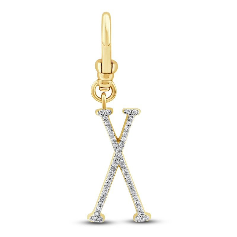 Charm'd by Lulu Frost Diamond Letter X Charm 1/8 ct tw Pavé Round 10K Yellow Gold