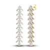 Thumbnail Image 1 of Lab-Grown Diamond Dangle Earrings 4-3/4 ct tw Princess/Baguette/Pear 14K Yellow Gold