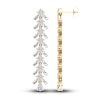 Lab-Created Diamond Dangle Earrings 4-3/4 ct tw Princess/Baguette/Pear 14K Yellow Gold