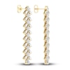 Lab-Created Diamond Dangle Earrings 4-3/4 ct tw Princess/Baguette/Pear 14K Yellow Gold