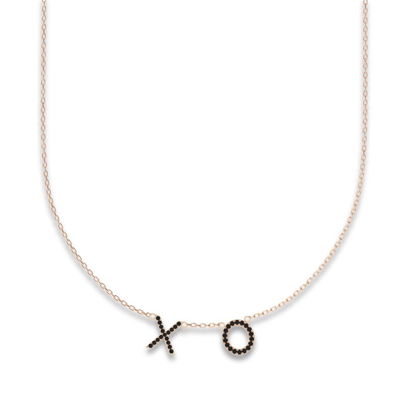 Main Image 1 of Juliette Maison Black Diamond Station Name Necklace 1/2 ct tw Round 10K Rose Gold