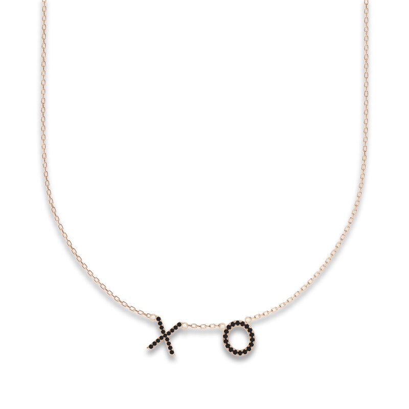 Juliette Maison Black Diamond Station Name Necklace 1/2 ct tw Round 10K Rose Gold