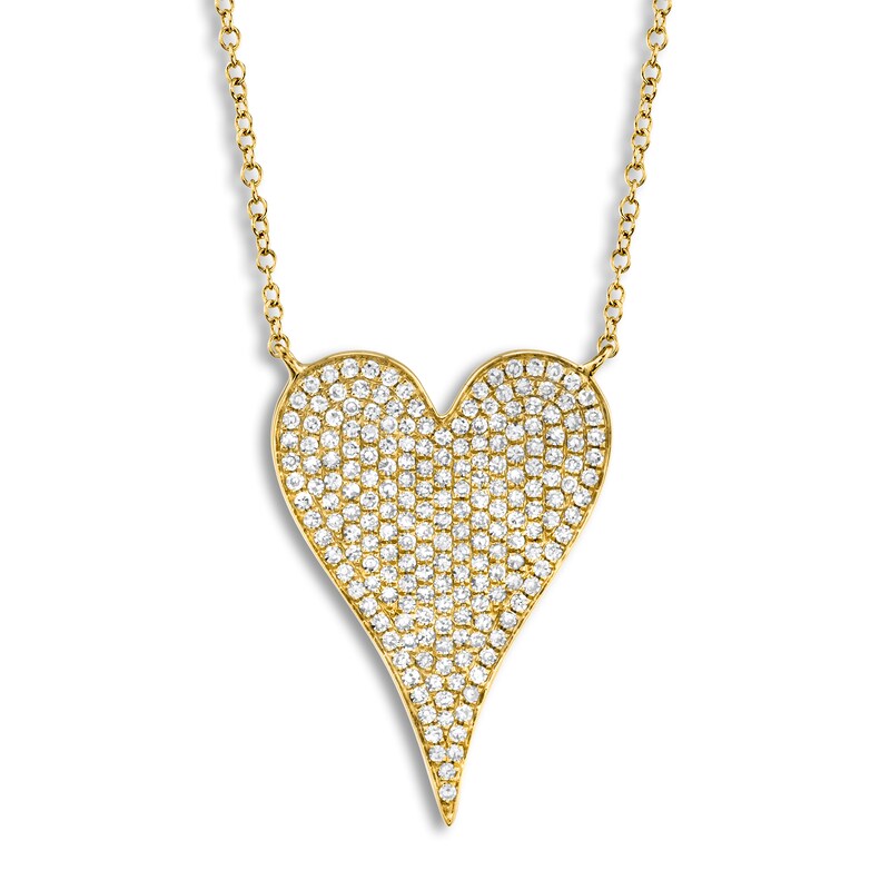 Main Image 1 of Shy Creation Diamond Heart Necklace 3/8 ct tw Round 14K Yellow Gold 18" SC55002482