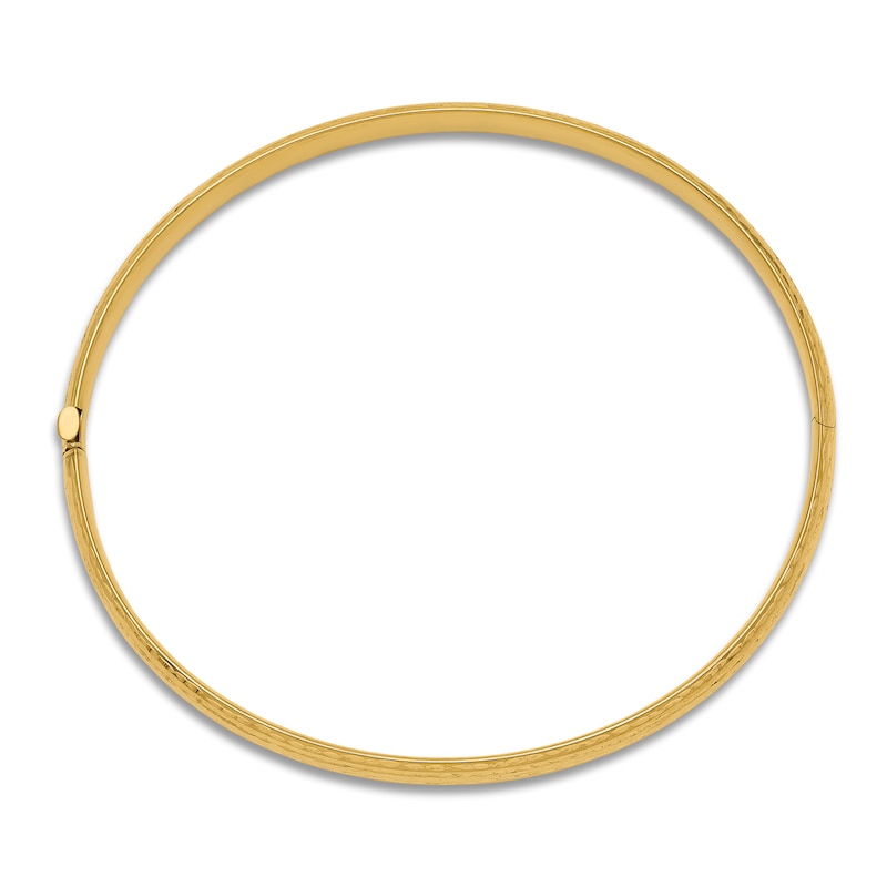 Main Image 2 of Diamond-Cut Hinged Bangle Bracelet 14K Yellow Gold 7.25"