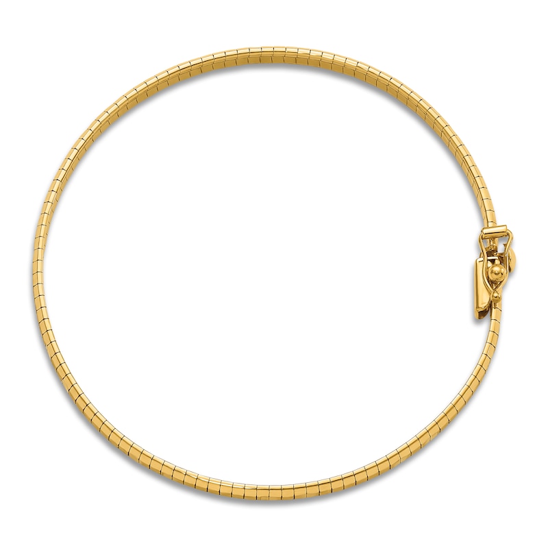 Main Image 2 of Diamond-Cut Satin Hinged Bangle Bracelet 14K Yellow Gold 7.5"