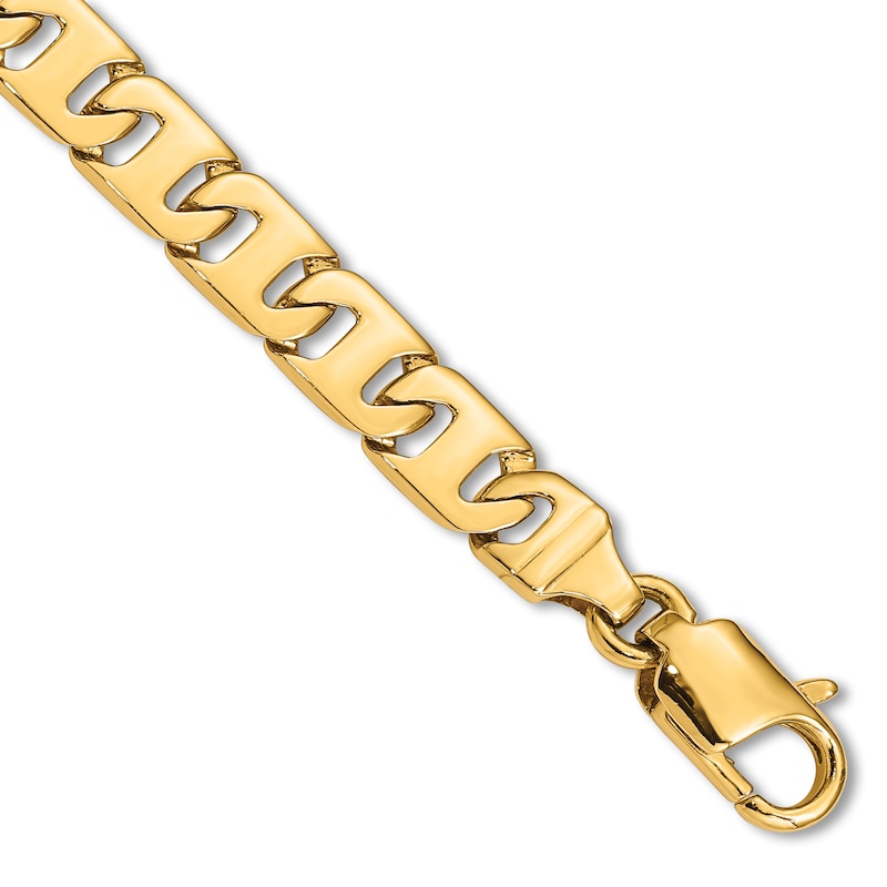 Main Image 1 of Men's Solid High-Polish Anchor Link Bracelet 14K Yellow Gold 8"