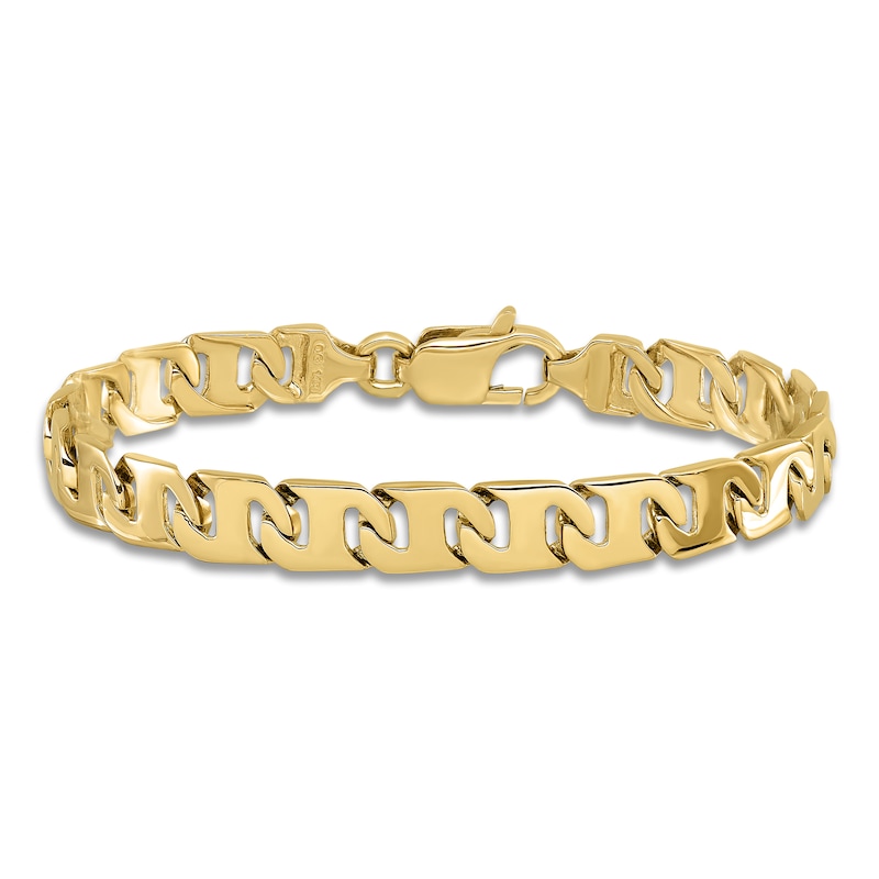 Main Image 3 of Men's Solid High-Polish Anchor Link Bracelet 14K Yellow Gold 8"