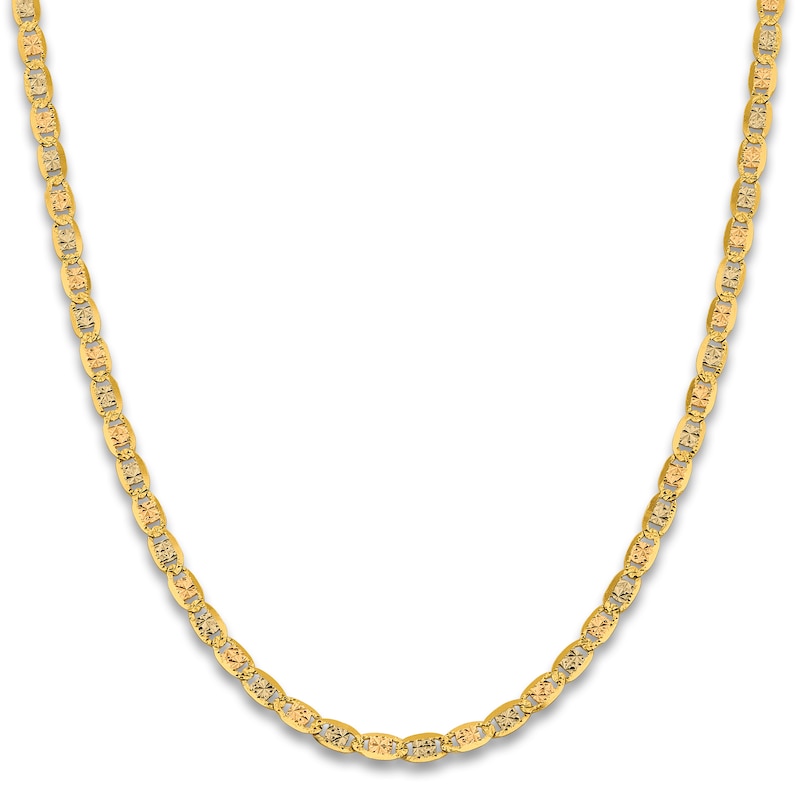 Men's Solid Valentino Chain Necklace 14K Two-Tone Gold 22" 4.65mm