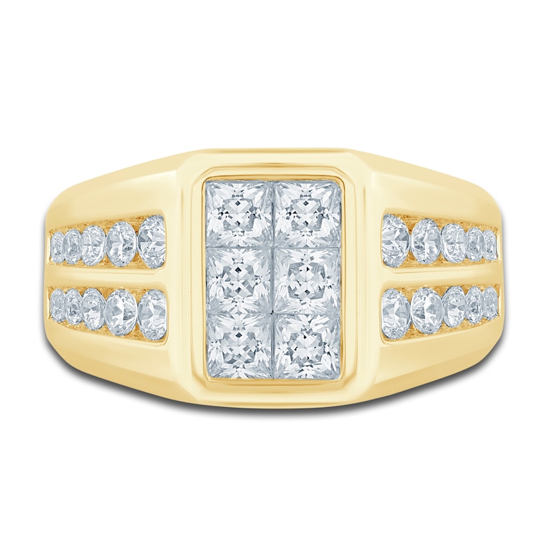 Main Image 3 of Men's Diamond Wedding Band 2 ct tw Square-cut/Round 14K Yellow Gold
